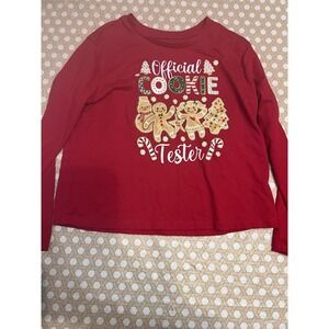 Holiday Time girls red Cookie Tester Christmas shirt Size Large‎ 10-12